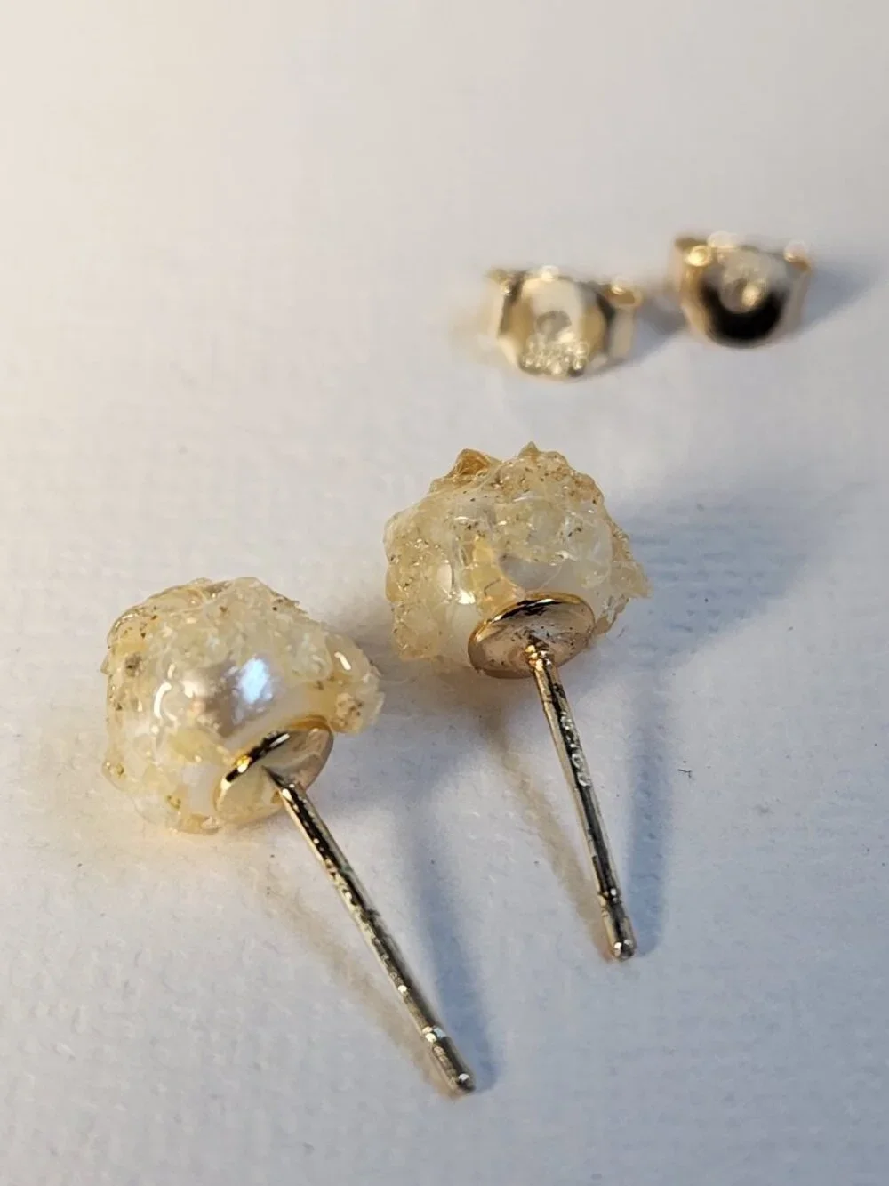 Handmade Ethiopian Opal Crushed on Real Freshwater Pearl 925 Stud Earrings